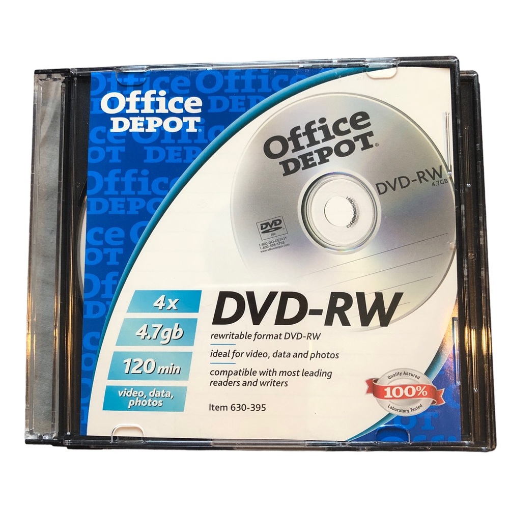Lot of 9 OFFICE DEPOT DVD - RW each clear plastic covers. New but not sealed.